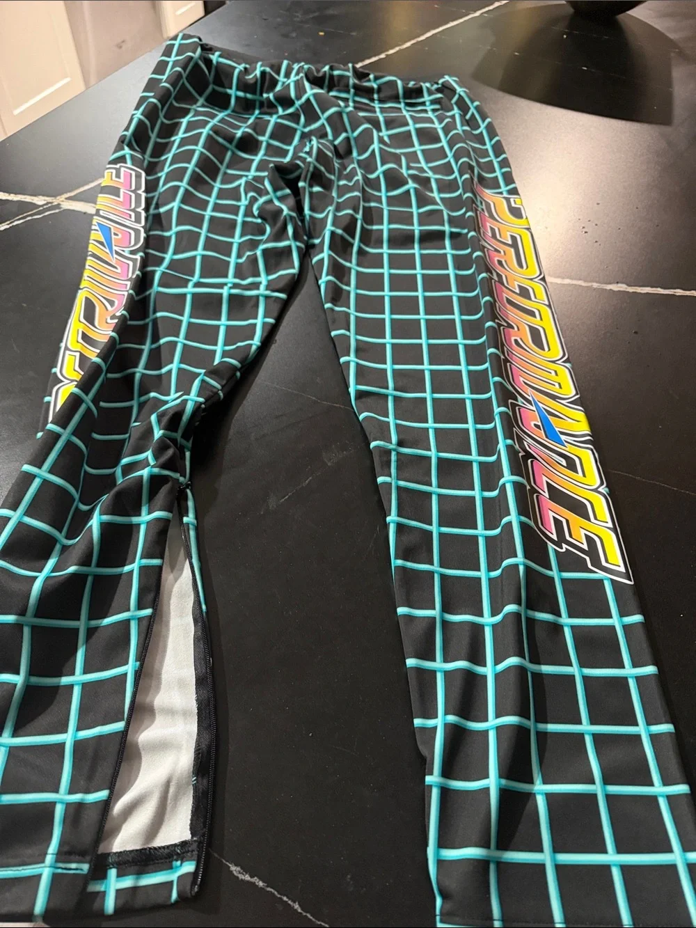 adidas Black Jacket with Teal Grid and Pink-Yellow Racing Graphic